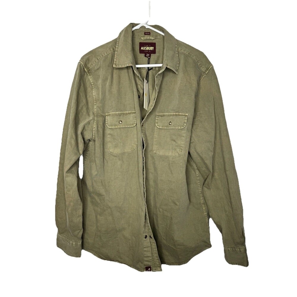 New Alesbury Pearl Snap Shirt Men's Size L  Green Cotton Long Sleeve NWT  Work